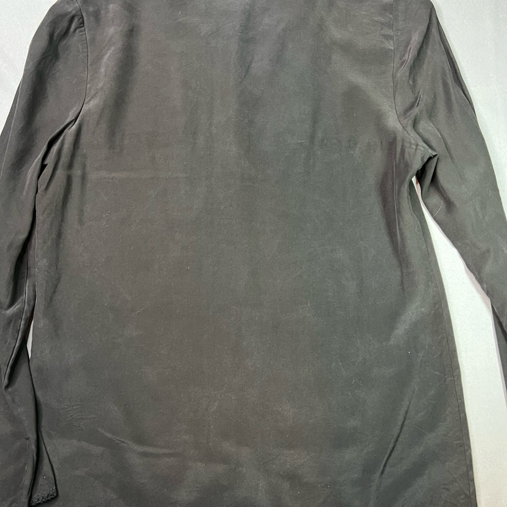 Tory Burch Silk Blouse w/ Crochet Detail & Pintucks – Black – Long Sleeve - Picture 8 of 8